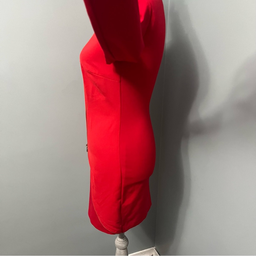 TED BAKER LONDON US size 2 Edlyn Red front Zipper draped mini cocktail dress - Picture 6 of 16